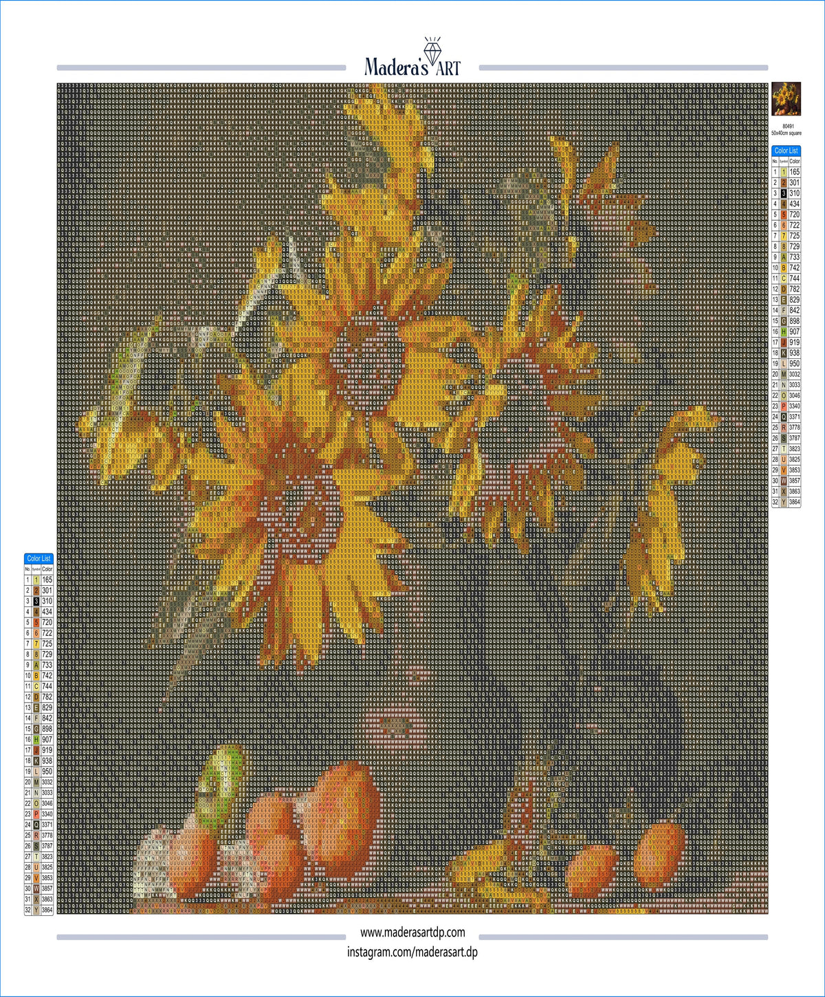 Ayçiçekleri ve Meyveler 40x50cm