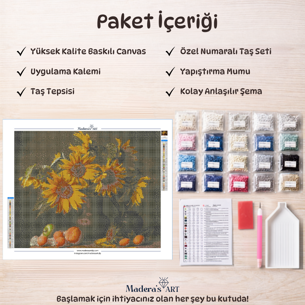 Ayçiçekleri ve Meyveler 40x50cm