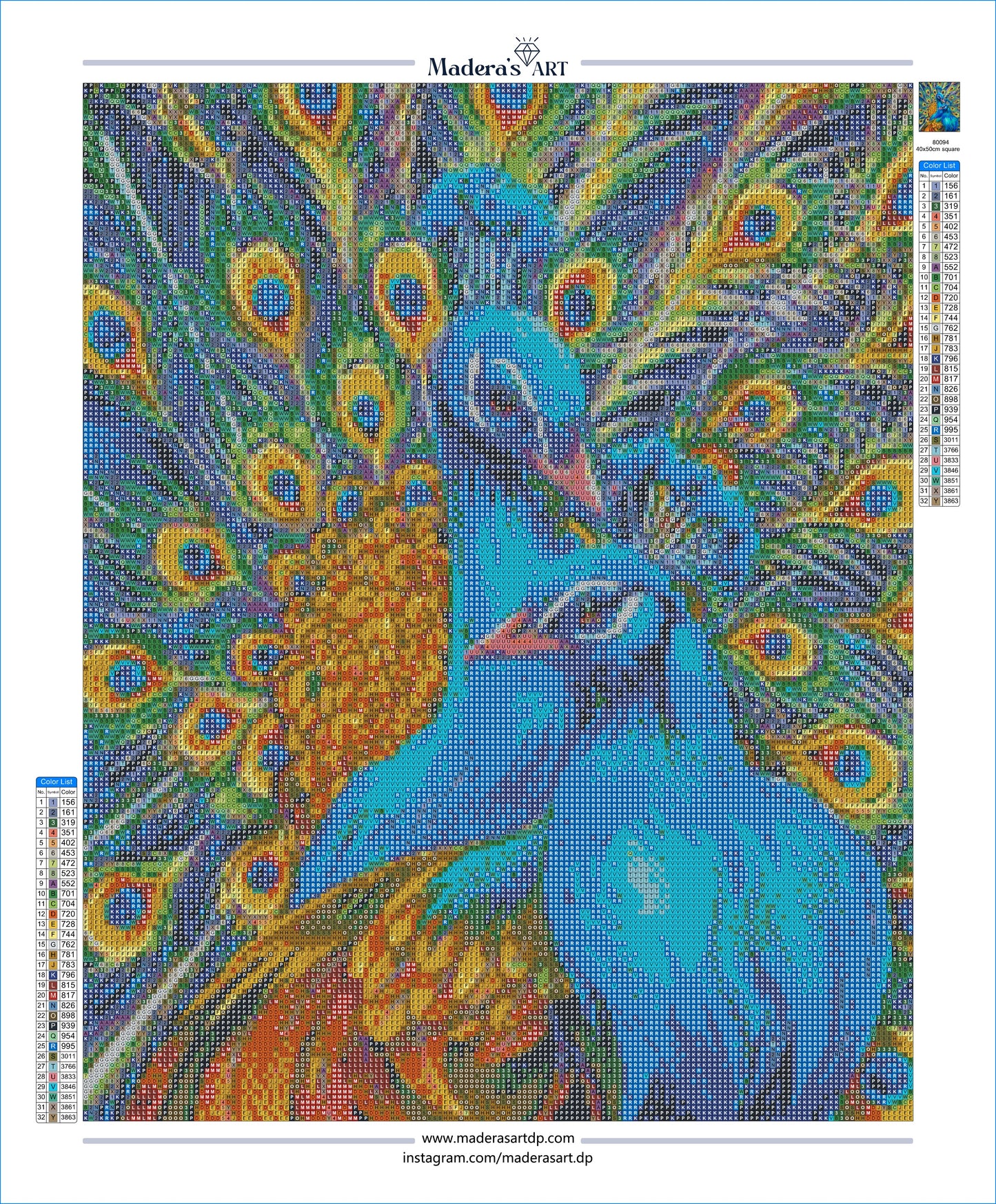 Renkli Tavus Kuşu 40x50cm