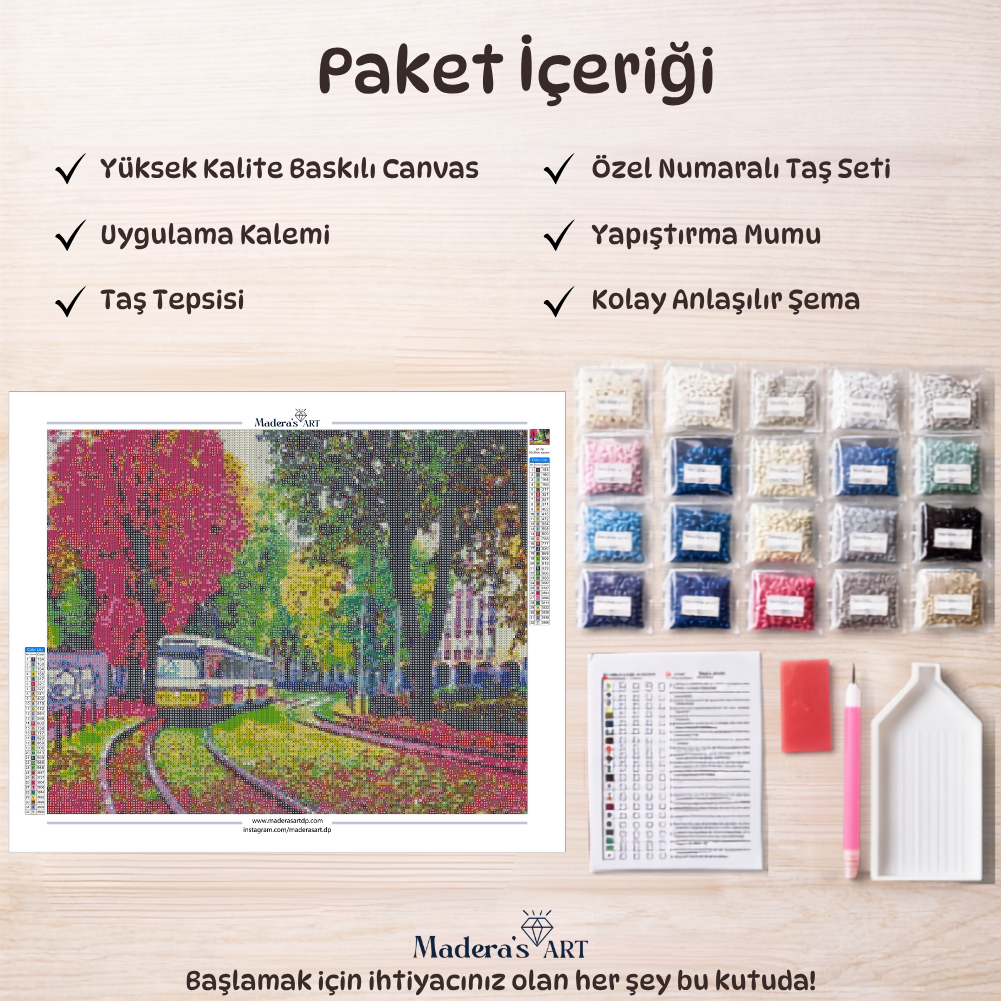 Renkli Tramvay 40x50cm